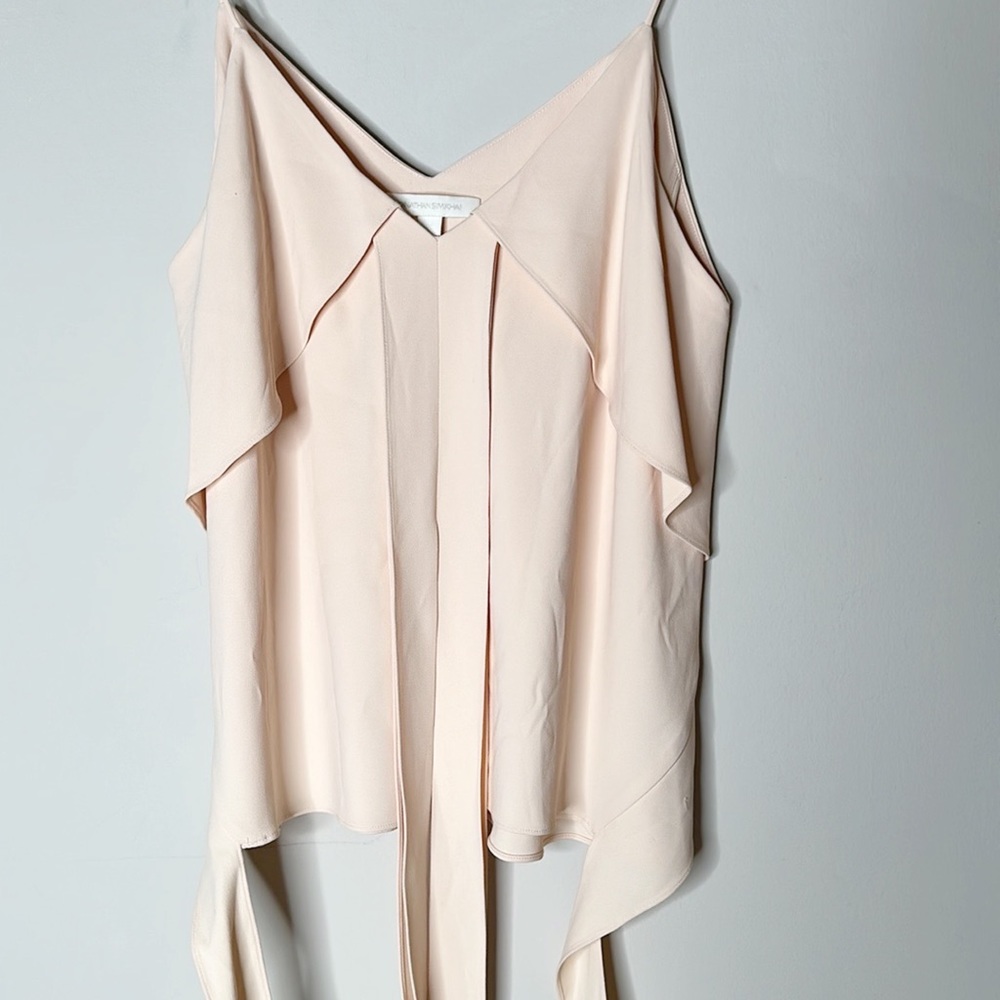 Jonathon Simkhai Silk Crepe Hanging Tank Top Blouse Apricot women size Medium - Picture 3 of 7